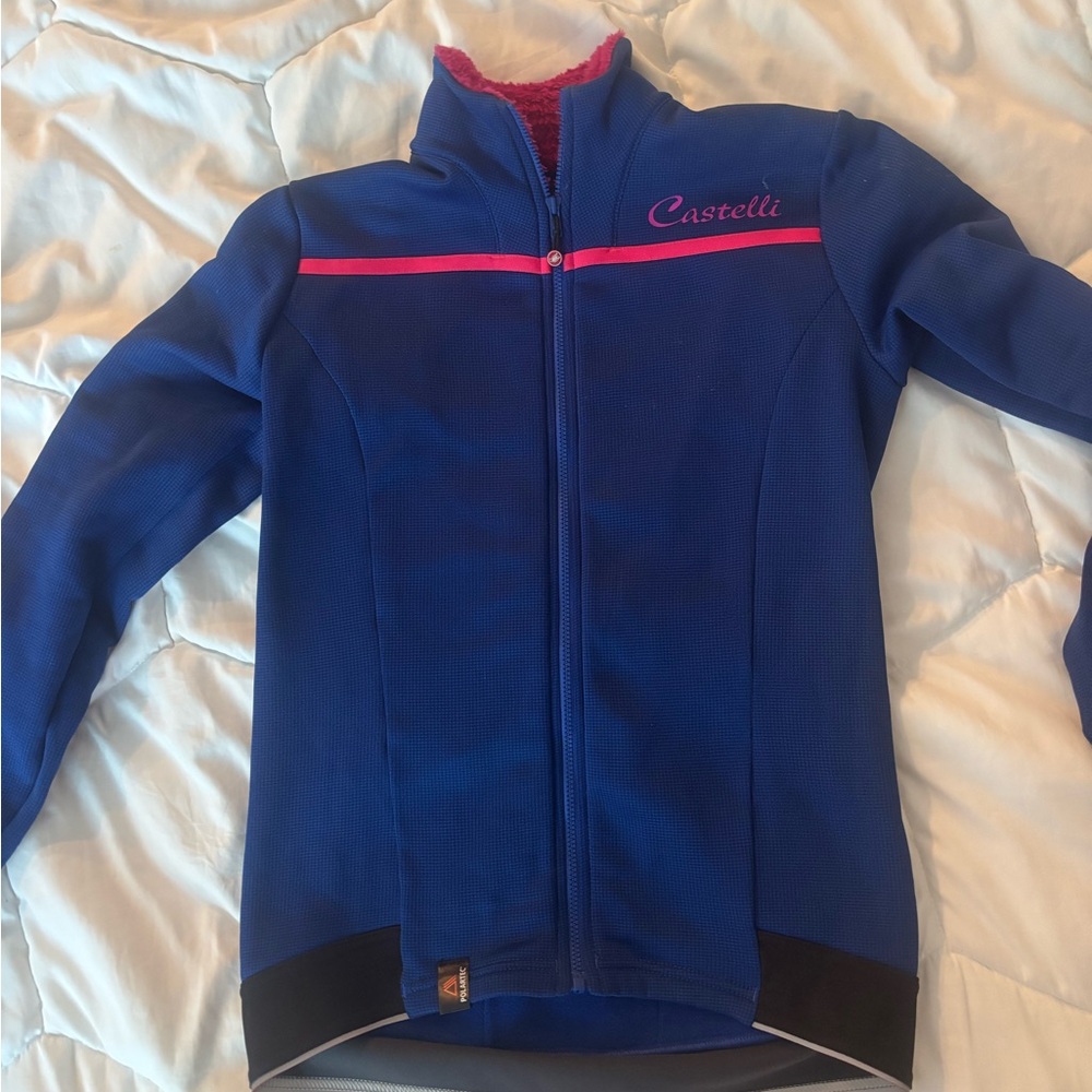 Castelli Women's Blue Utility Jacket with Pink Accents